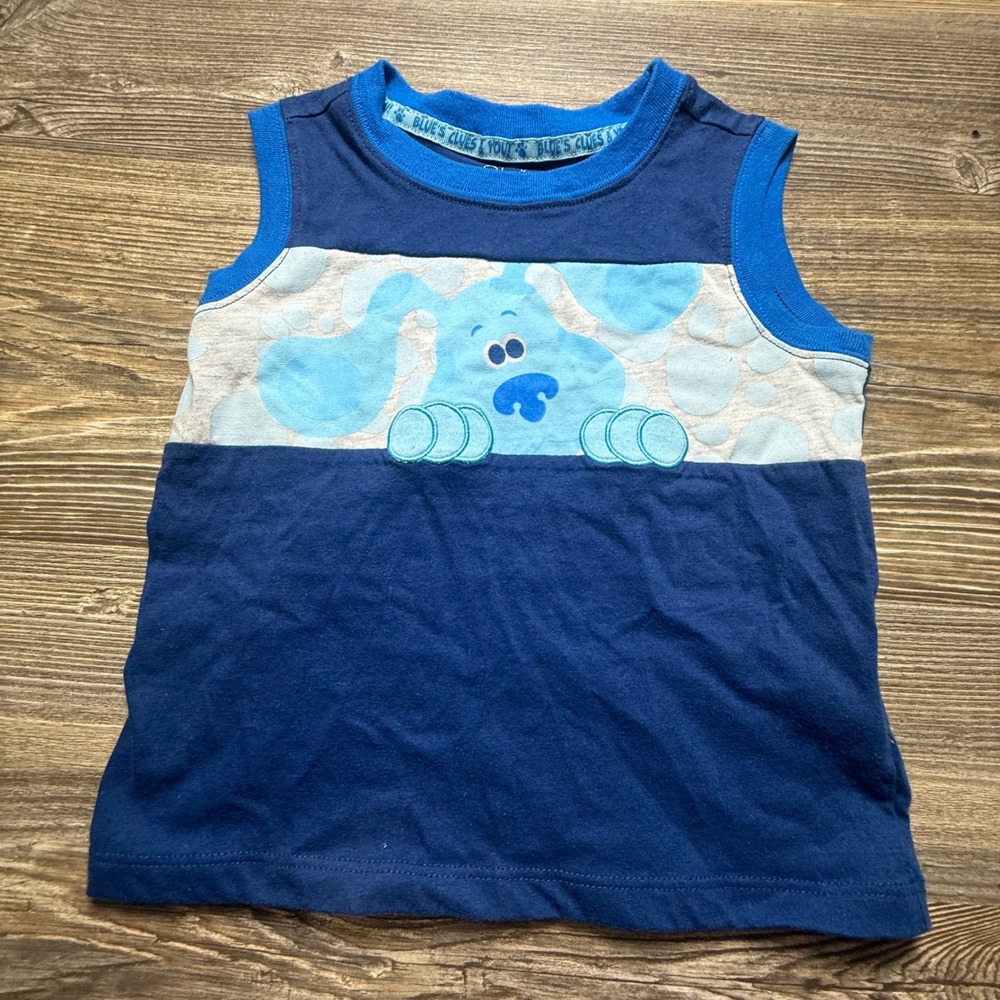 Vintage‎ Blues Clues & You Kids Blue Graphic Tank Top Sleeveless Shirt 4T